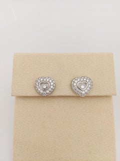 Chopard 18KT WG 1.76Ct. Diamond & Single Floating Diamond Puffed Heart Earrings