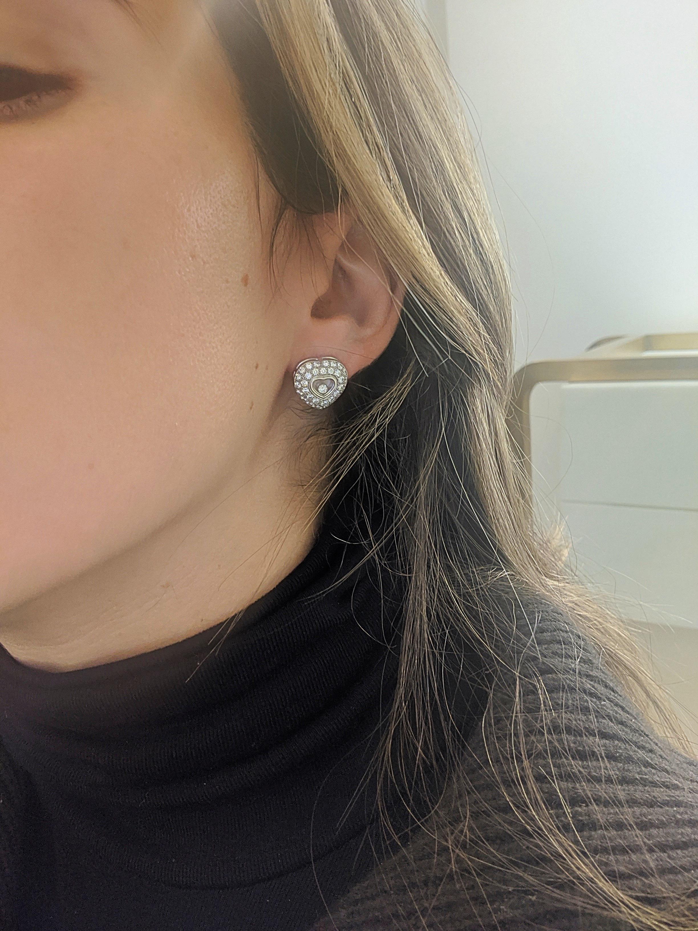 puffed pave diamond heart earrings