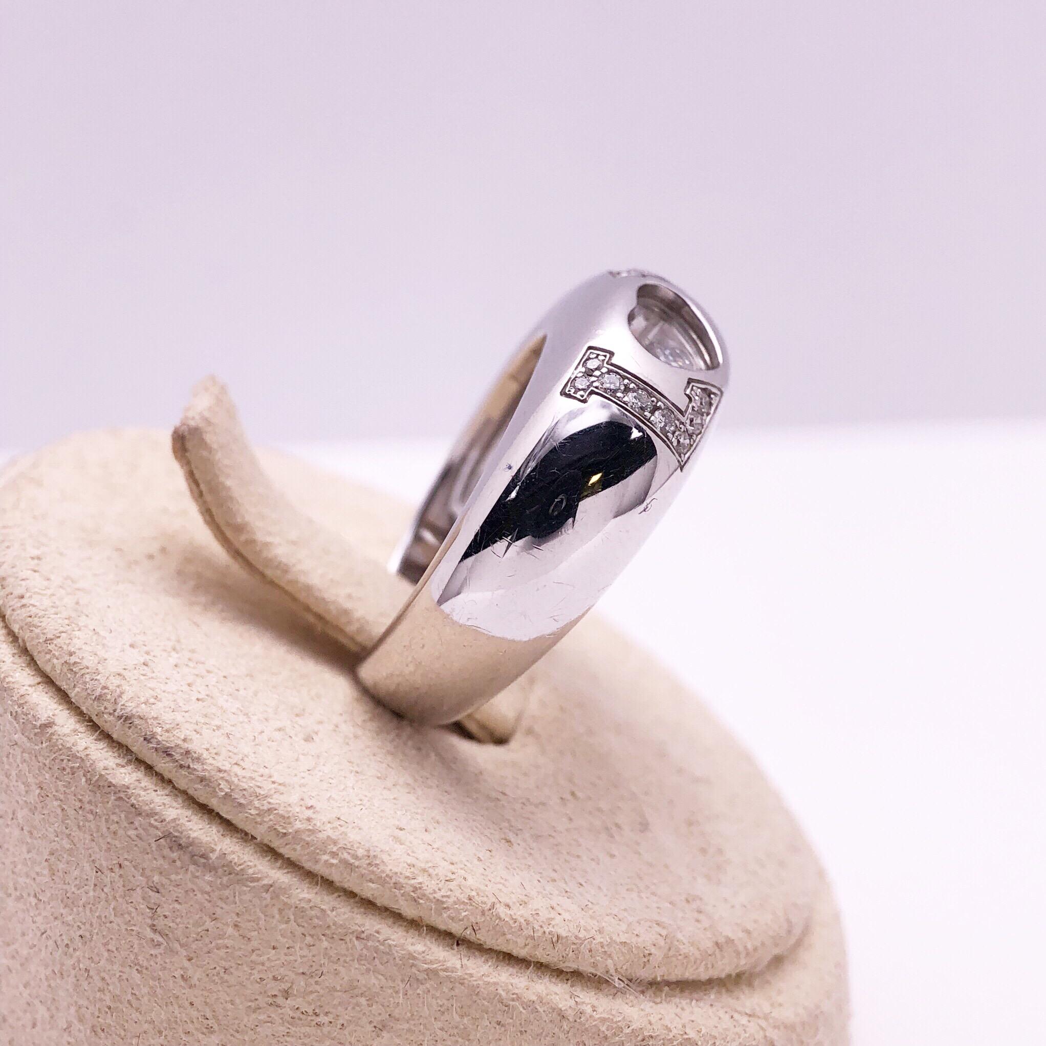 Modern Chopard 18 Karat White Gold and .39 Carat Diamond Love Ring
