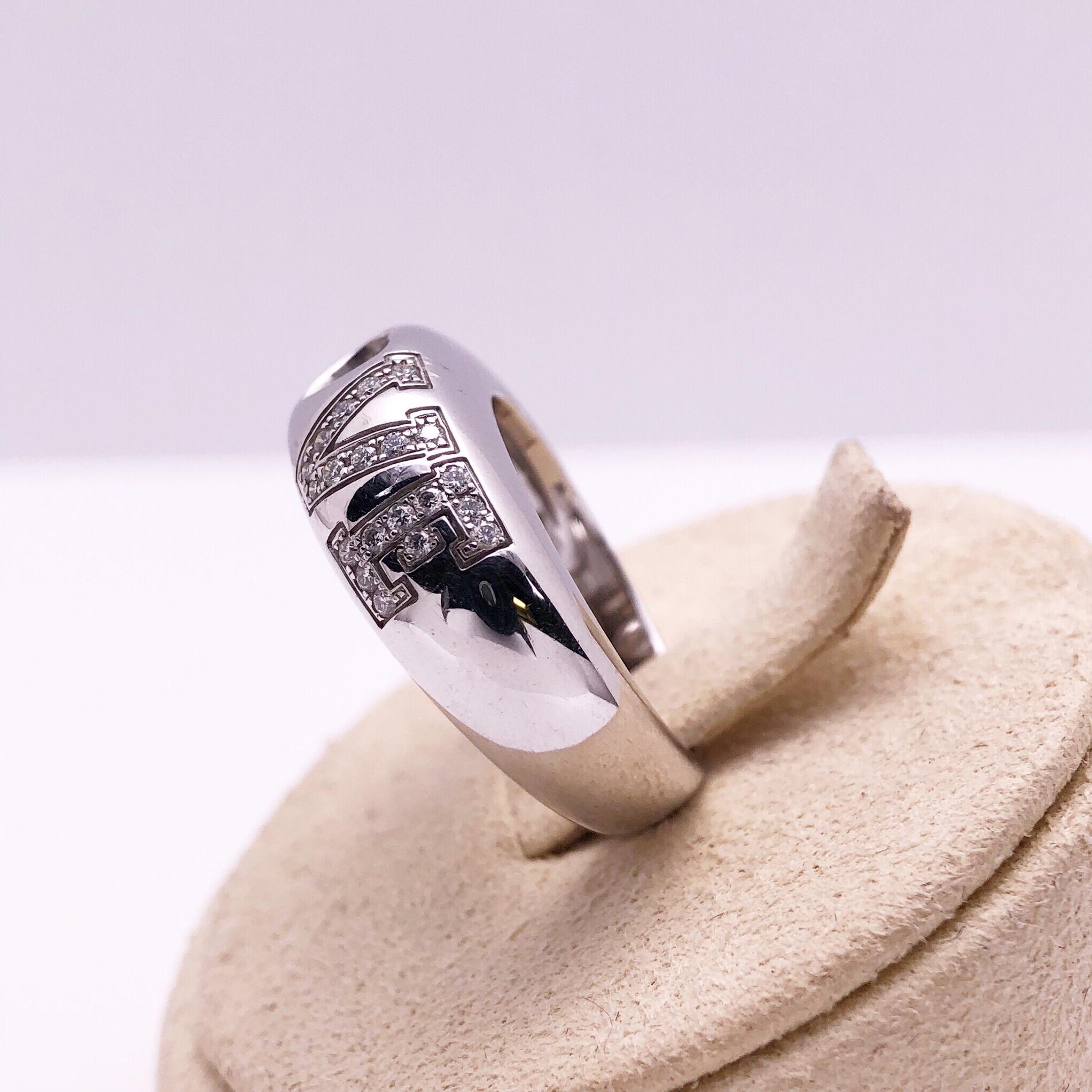 Round Cut Chopard 18 Karat White Gold and .39 Carat Diamond Love Ring