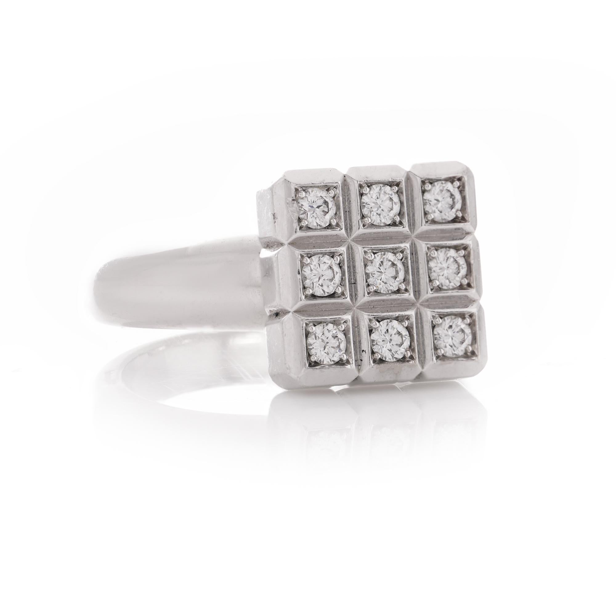 Brilliant Cut Chopard 18kt white gold diamond ring from the Ice Cube collection  For Sale