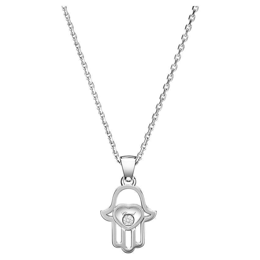Chopard 18Kt. White Gold Hand Of Fatima Hamsa Pendant Necklace For Sale