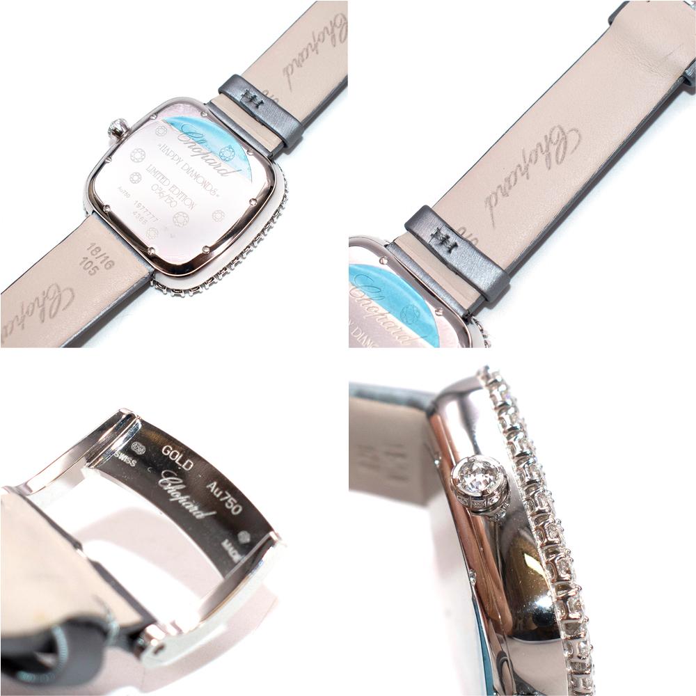 Chopard 18kt White Gold Happy Diamonds Square Limited Edition Watch In Excellent Condition For Sale In London, GB