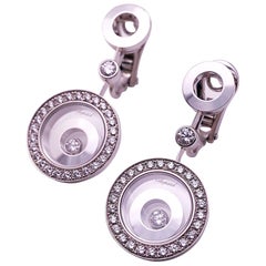 Chopard 18 Karat White Gold Happy Spirit 1.34 Carat, Diamond Pendulum Earrings