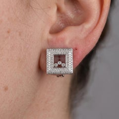 Chopard 2 Carat Diamond Happy Diamond Square Clip-on Earrings in 18k White Gold