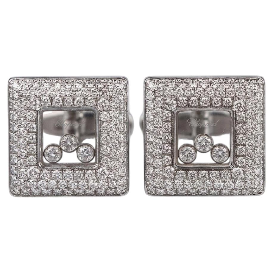 Chopard „Happy Diamond“ Clip-Ohrringe mit 2-Karat-Diamanten in quadratischer Form aus 18-karätigem Weißgold