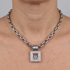 Chopard 2 Carat Diamond Happy Diamond Square Pendant Necklace