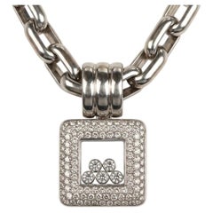 Chopard 2 Carat Diamond Happy Diamond Square Pendant Necklace