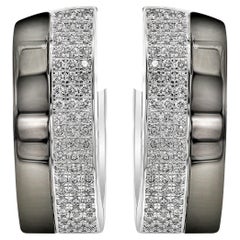 CHOPARD 2.26 Carats Pave Set Diamonds Wide Hoop Earrings in White Gold