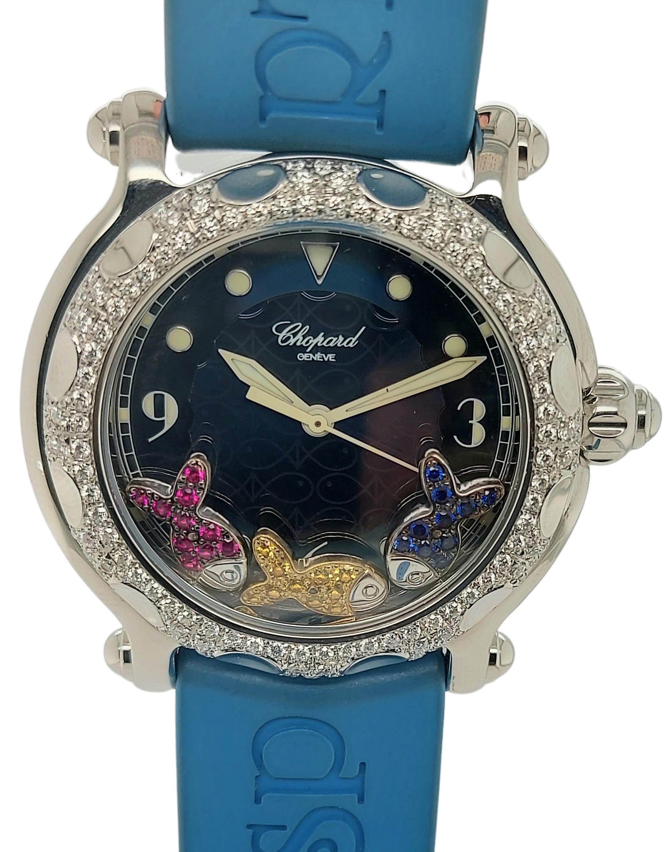 Chopard 28/8347/8-402 Quartz Happy Sport Fish, Happy Beach, Steel Case In Excellent Condition In Antwerp, BE