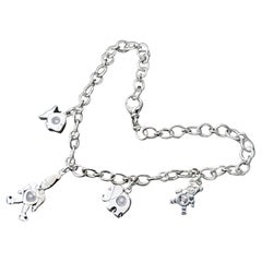 Chopard 4 Charm-Armband Teddy Elefanten Clown Fisch Happy Diamond 18k Weißgold