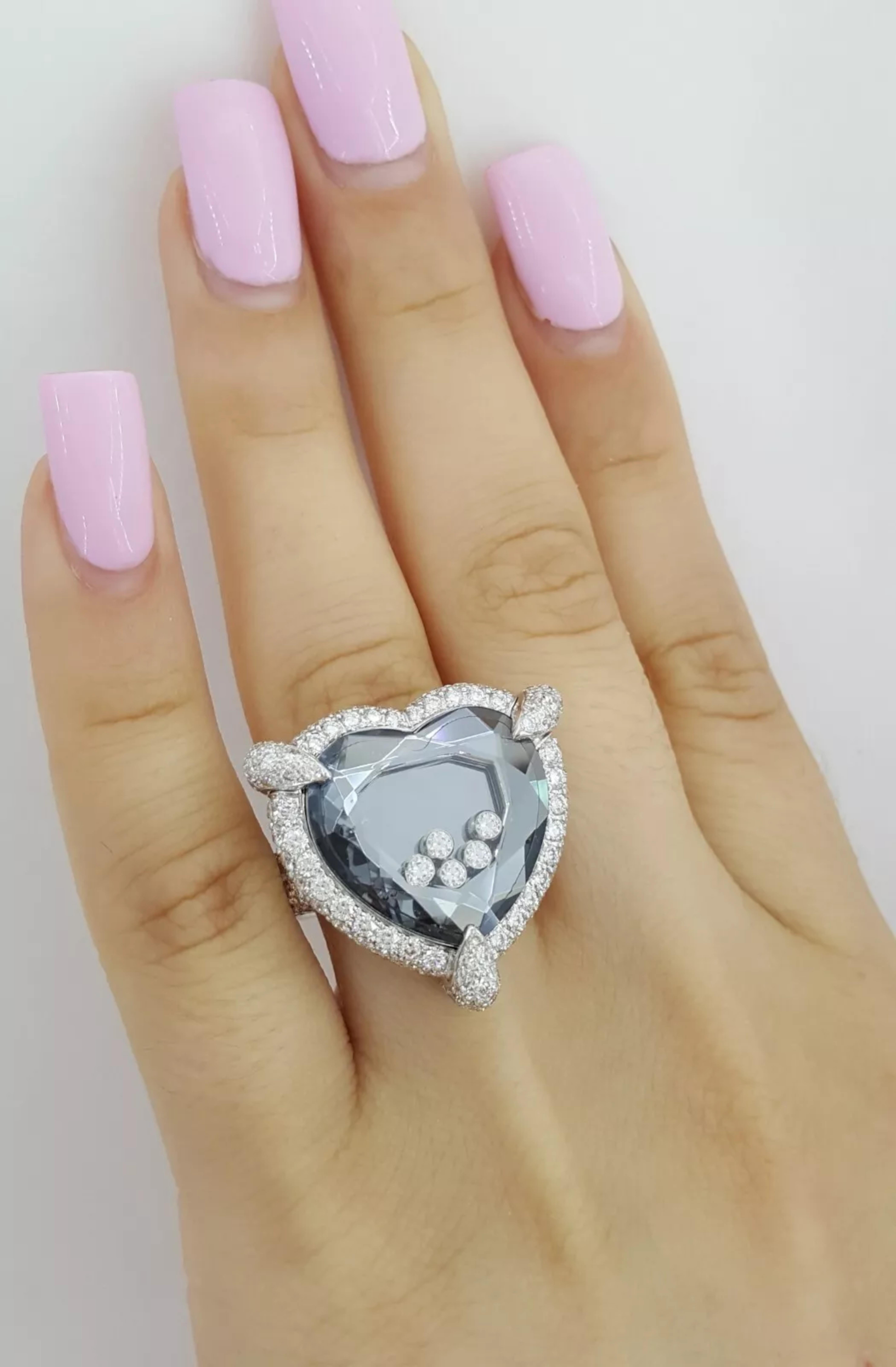 Round Cut CHOPARD 4.5 Carat Happy Diamonds Heart Pave Ring For Sale