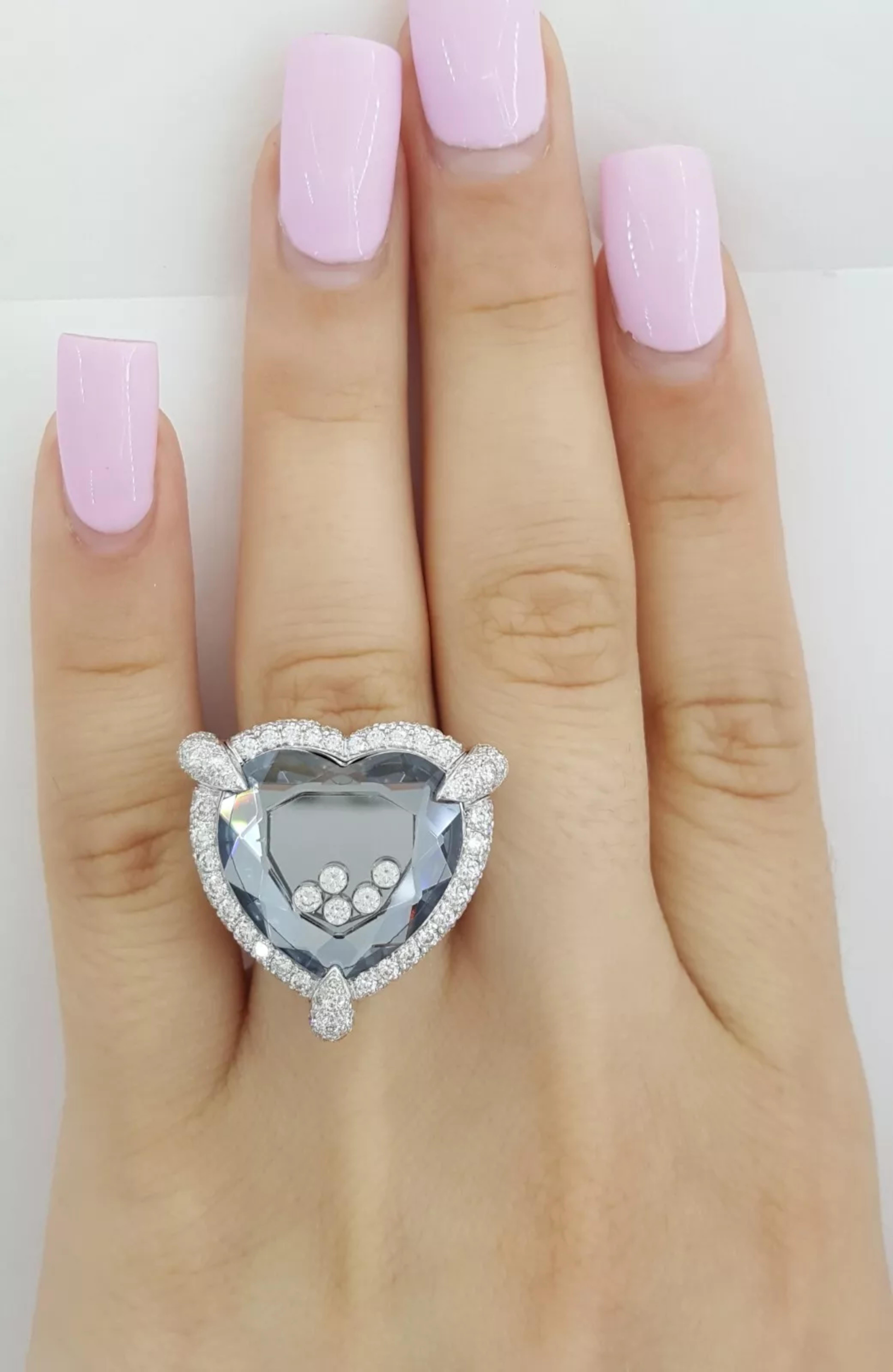 Women's or Men's CHOPARD 4.5 Carat Happy Diamonds Heart Pave Ring For Sale