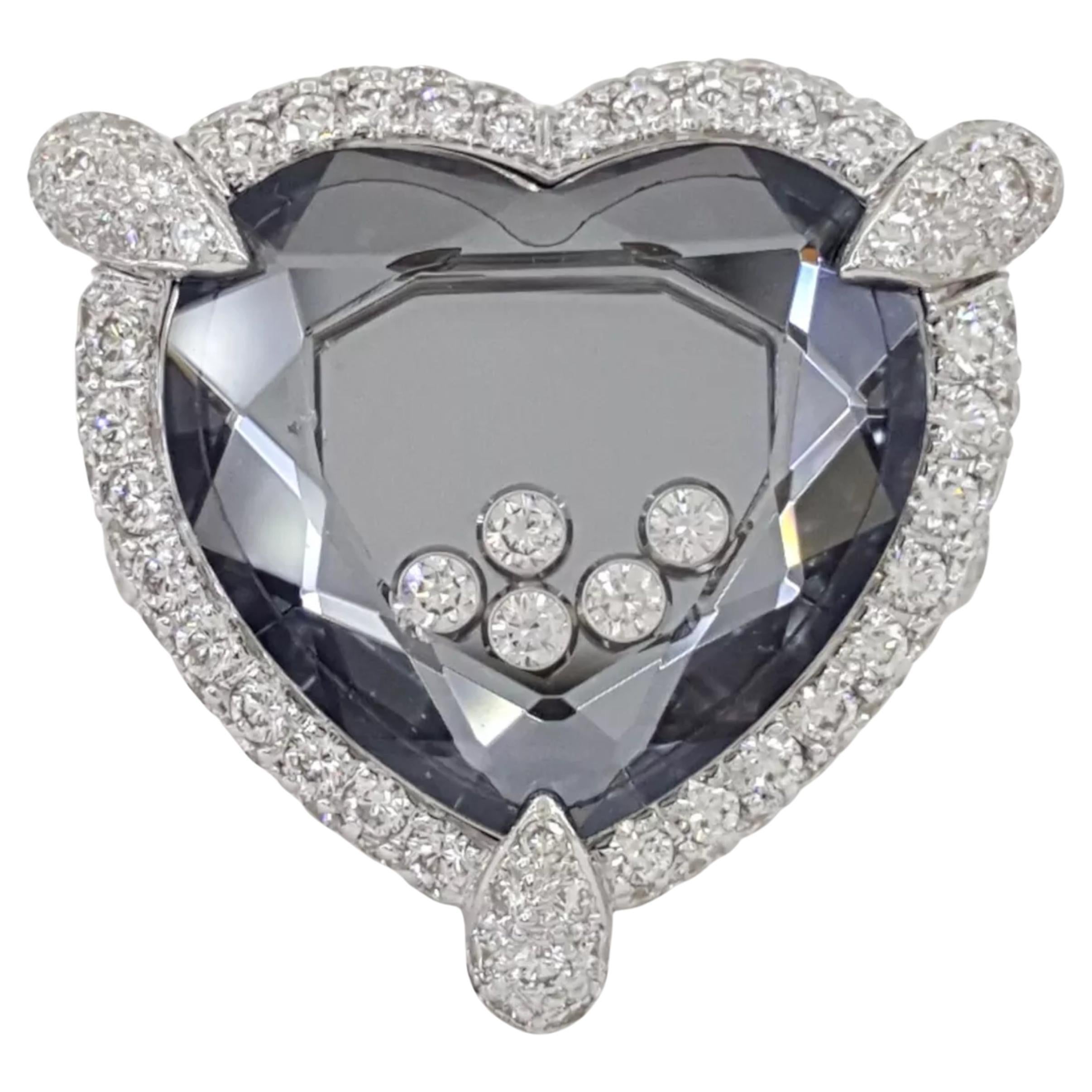 CHOPARD 4.5 Carat Happy Diamonds Heart Pave Ring For Sale
