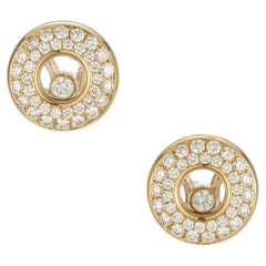 Chopard .76 Carat Diamond 18k Yellow Gold Happy Diamond Clip Post Earrings