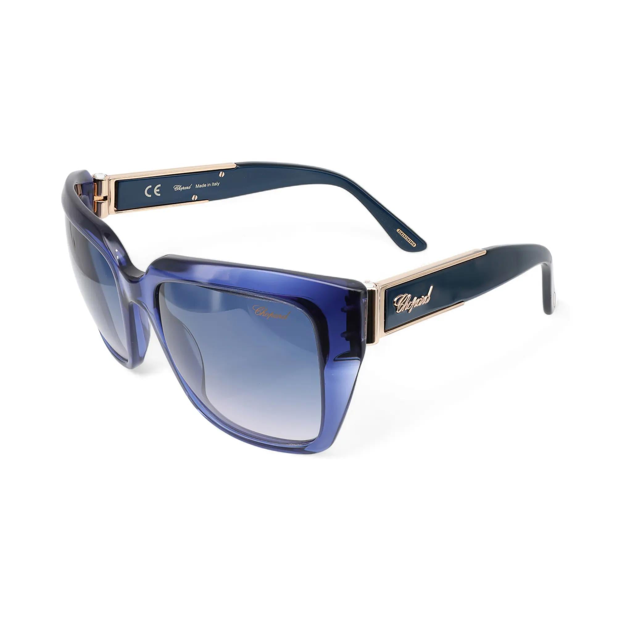 Chopard Acetate Blue/Purple Transparent Gr. Lenses Sunglasses 95221-0222 In New Condition For Sale In New York, NY