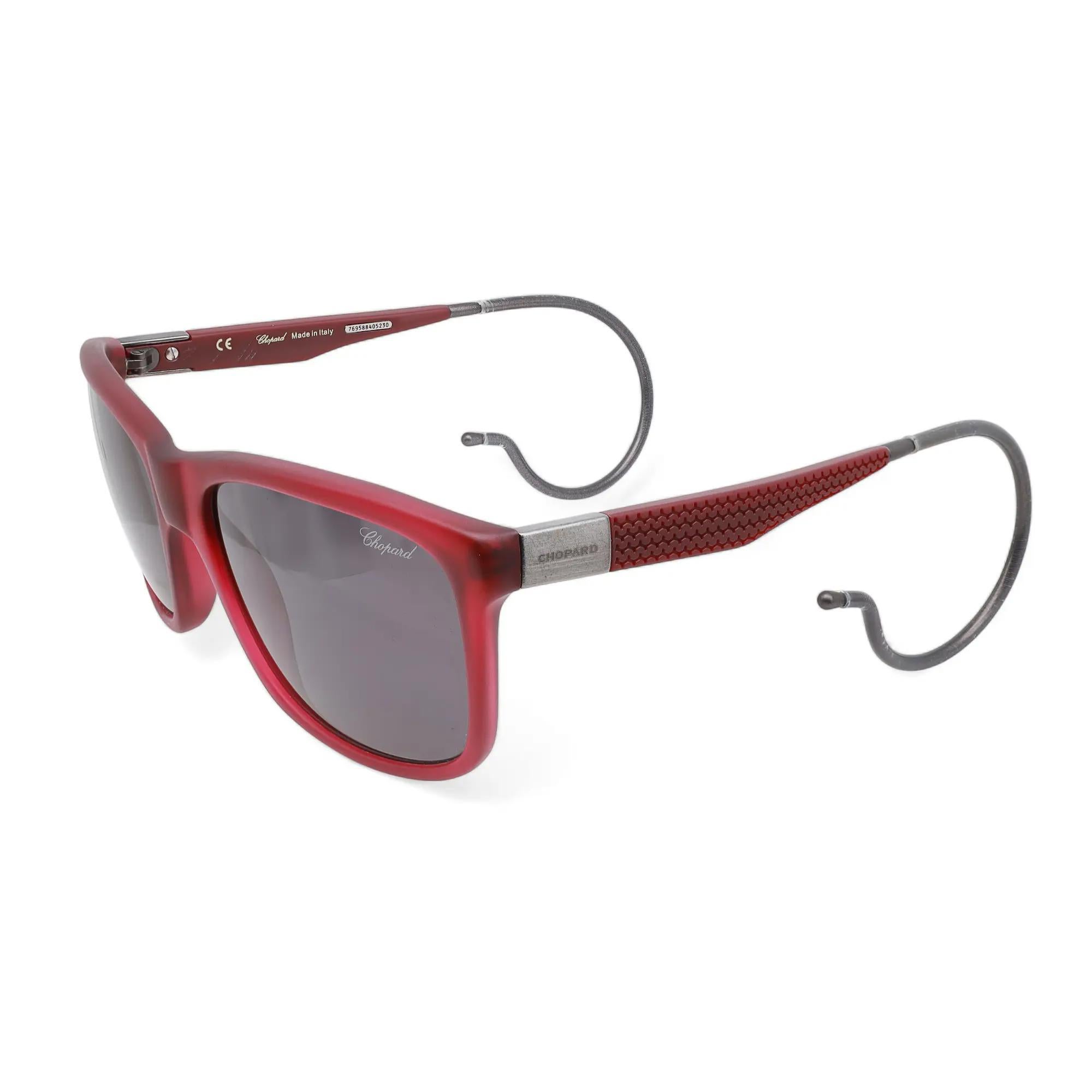 Brown Chopard Acetate Claret Brushed Frame Smoke Polarized Lens Sunglasses 95221-0275 For Sale