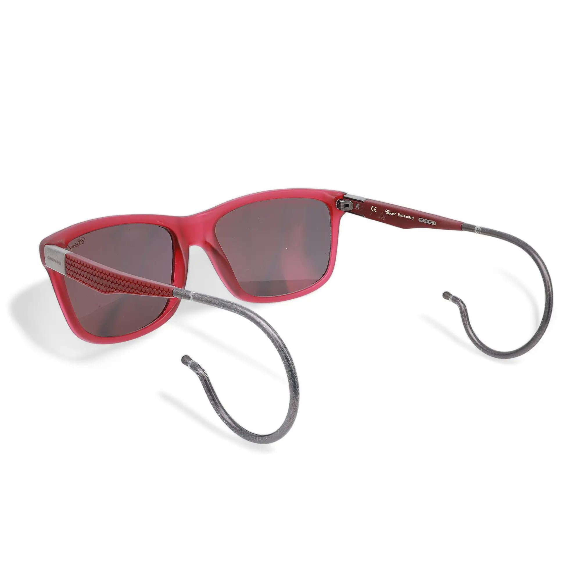 Chopard Acetate Claret Brushed Frame Smoke Polarized Lens Sunglasses 95221-0275 In New Condition For Sale In New York, NY