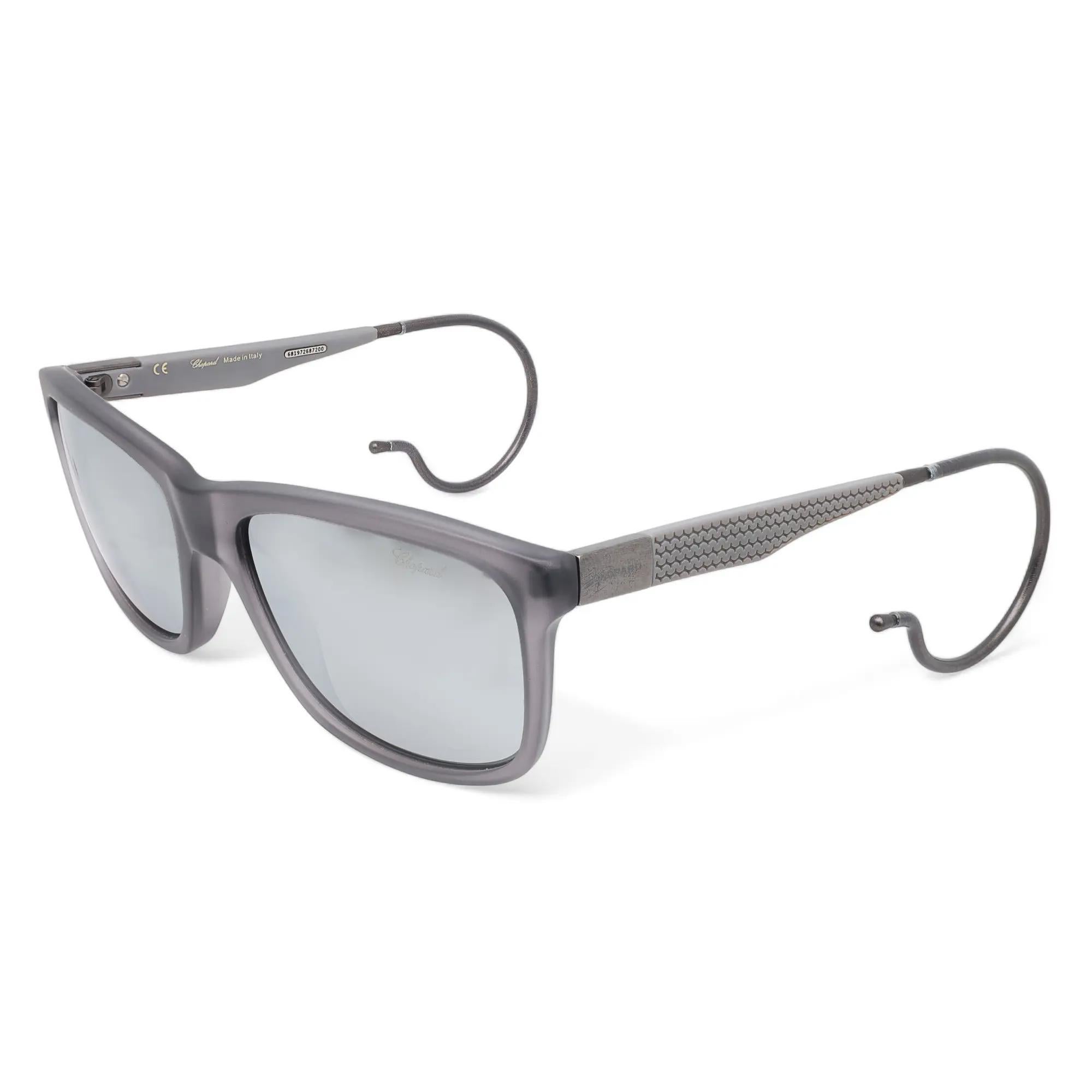 Gray Chopard Acetate Grey Brushed Frame Smoke Polarized Lens Sunglasses 95221-0273 For Sale