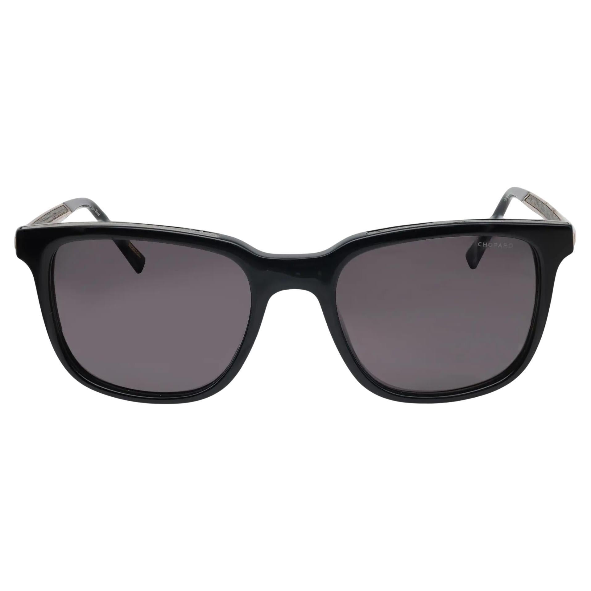 Chopard Acetate Shiny Black Frame Smoke Polarized Lenses Sunglasses 95221-0521 For Sale