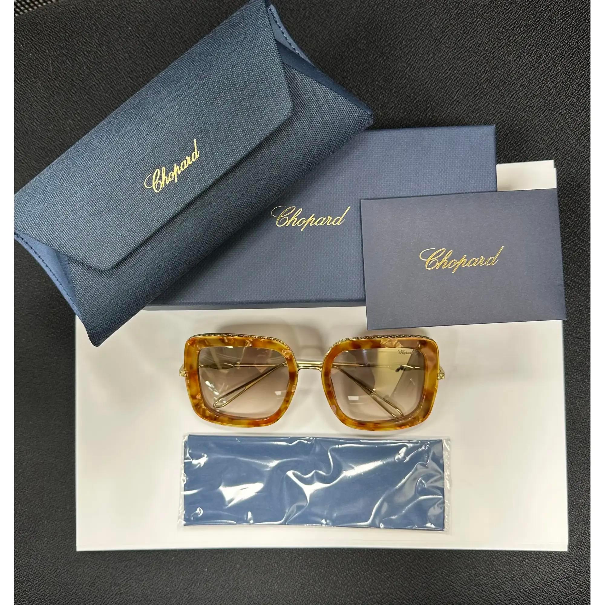 Chopard Lunettes de soleil en acétate, monture or rose brillant, verre dégradé Brown 95221-0453 Unisexe en vente
