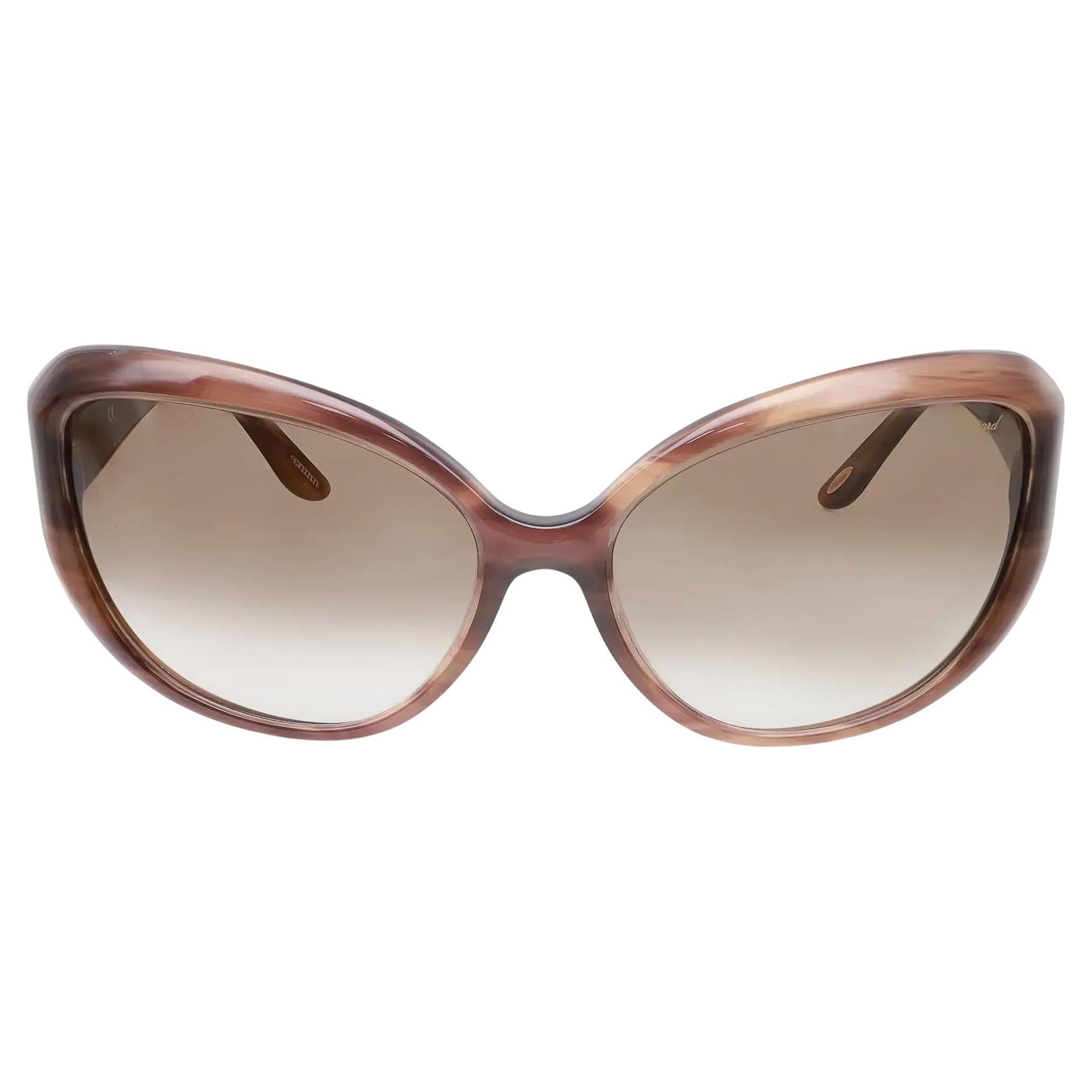 Chopard Acetate Striped Beige Frame Gradient Camel Lenses Sunglasses 95221-0147