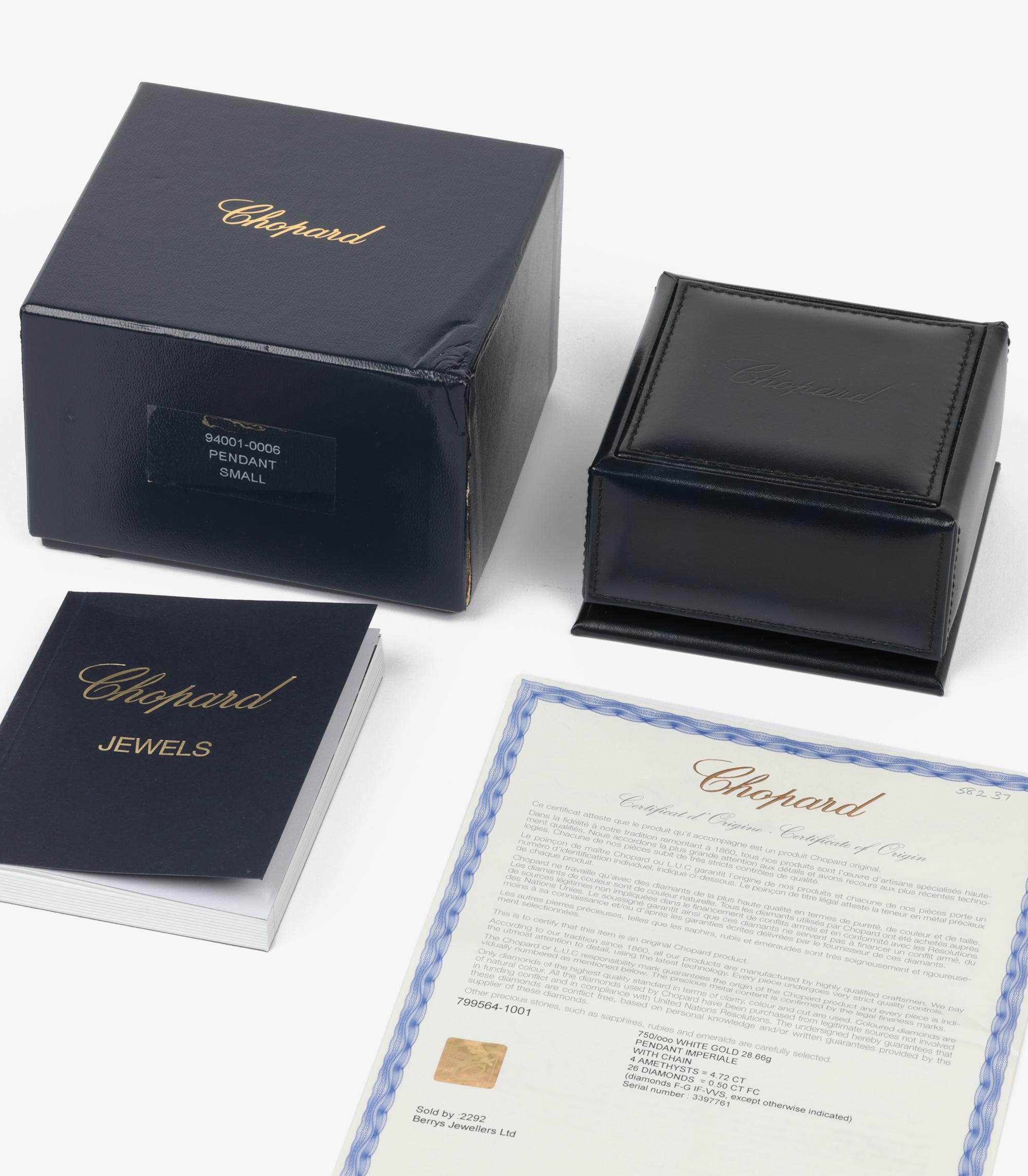 Ciondolo Imperiale in oro bianco 18ct con ametista e diamanti Chopard In condizioni ottime in vendita a Bishop's Stortford, Hertfordshire