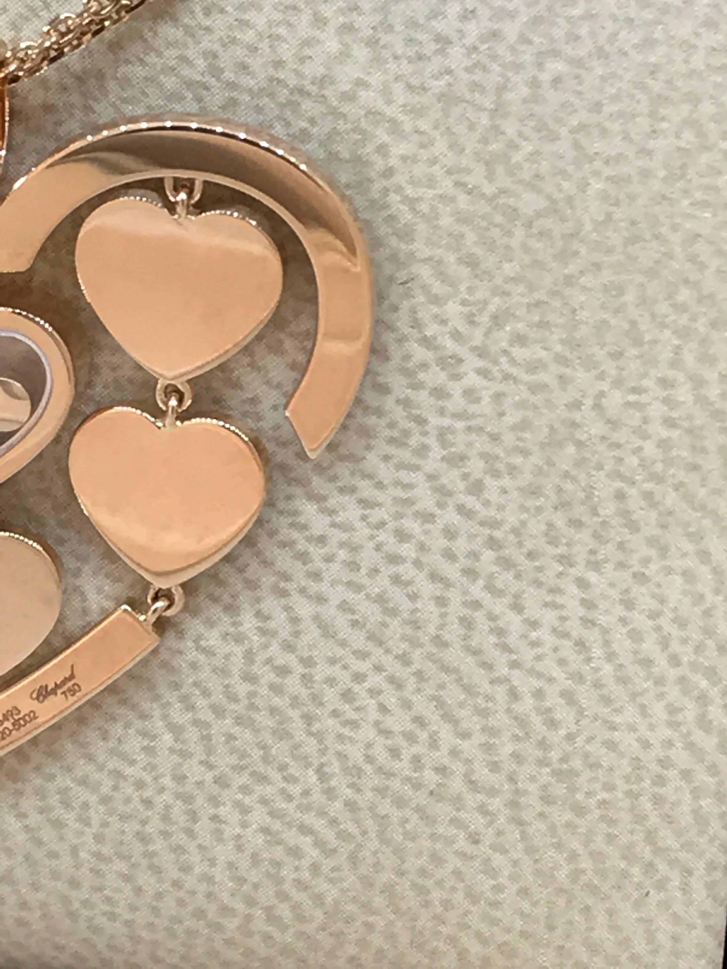Chopard Amore Hearts 18 Karat Rose Gold and Diamonds Pendant or Necklace In New Condition For Sale In New York, NY