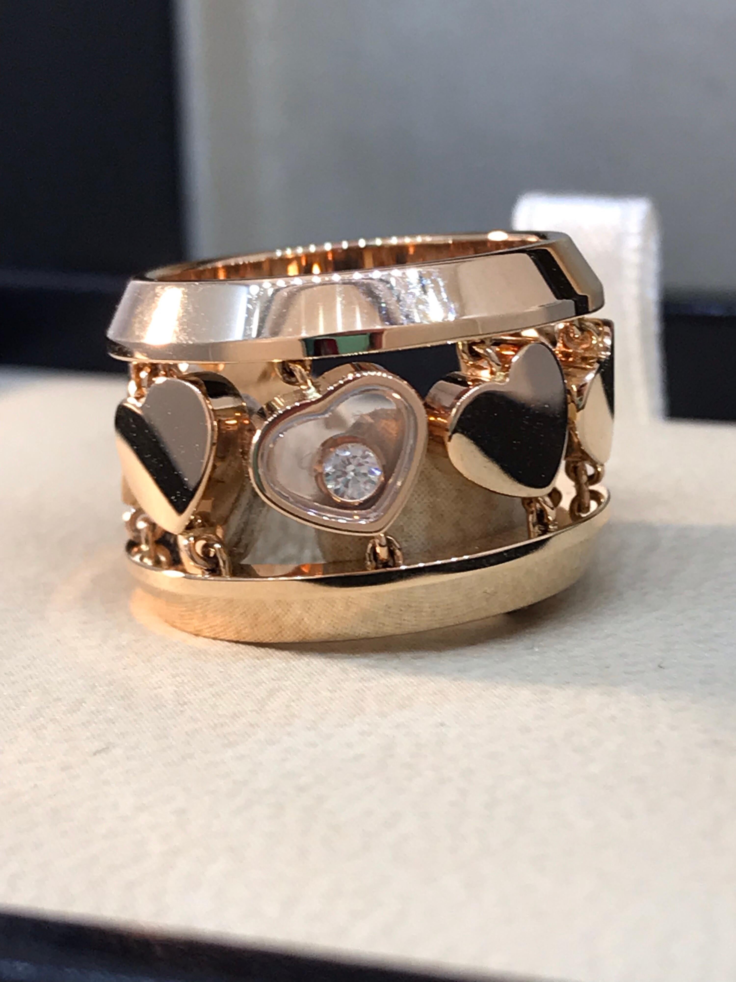 Chopard Amore Hearts Rose Gold and Diamond Ring 82/7219 For Sale 1