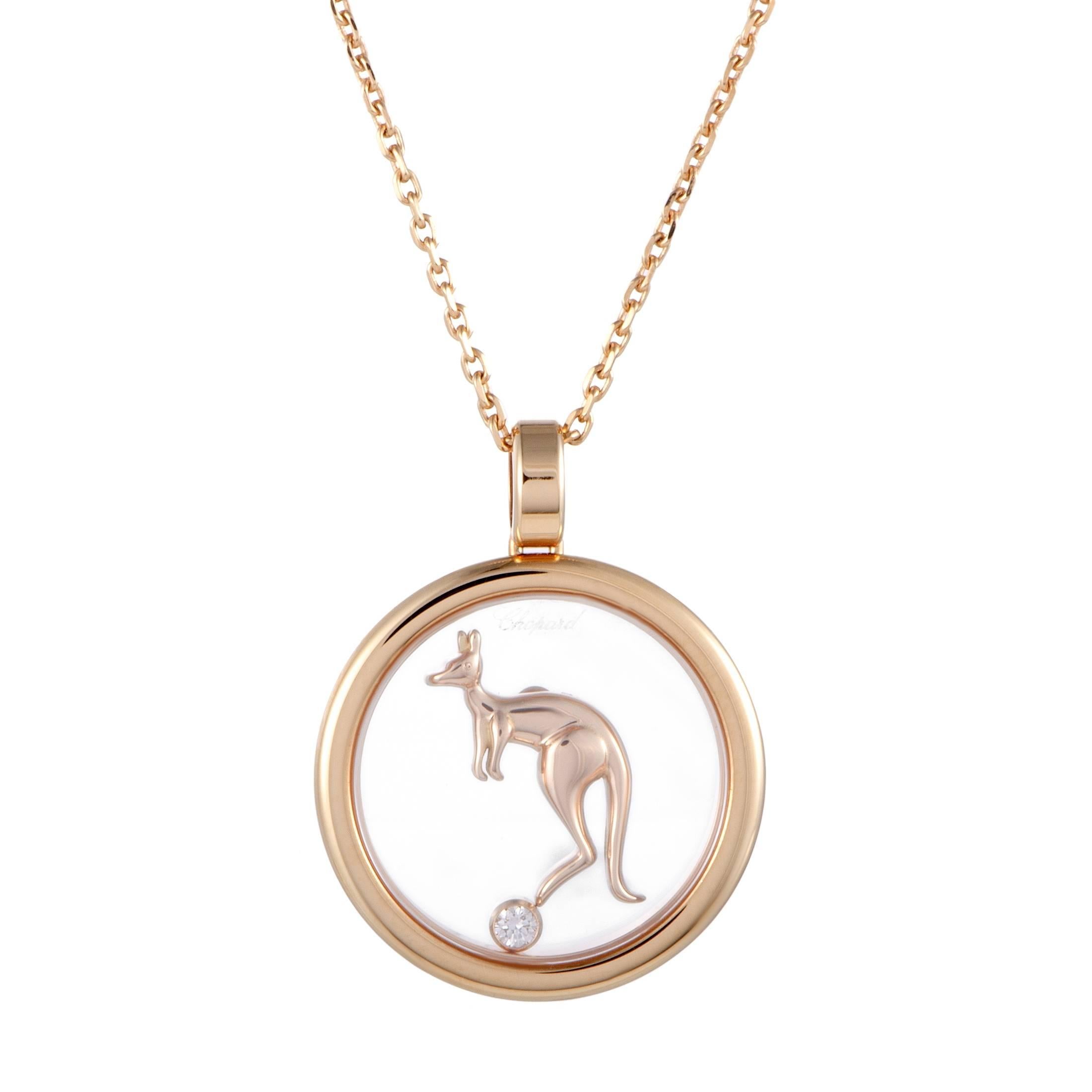 Chopard Animal World 18 Karat Gold Floating Diamond Kangaroo Pendant Necklace