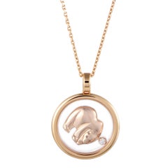 Chopard Animal World 18 Karat Rose Gold Floating Diamond Bear Pendant Necklace