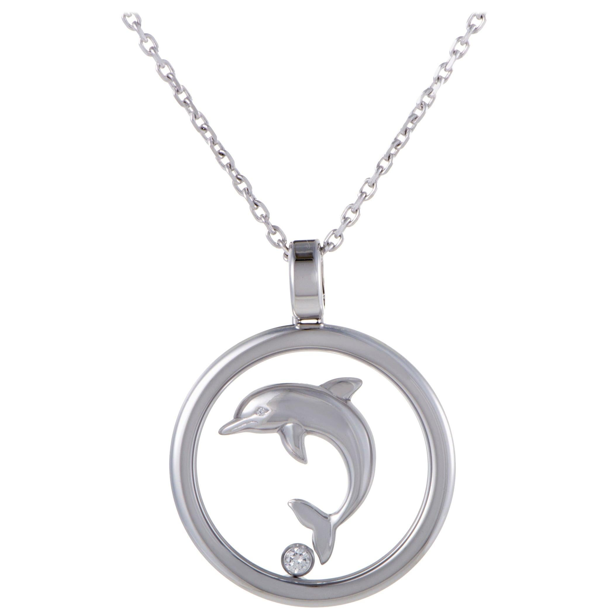 Chopard Animal World 18 Karat White Gold Diamond Dolphin Pendant Necklace
