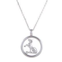 Chopard Animal World 18 Karat White Gold Floating Diamond Dog Pendant Necklace