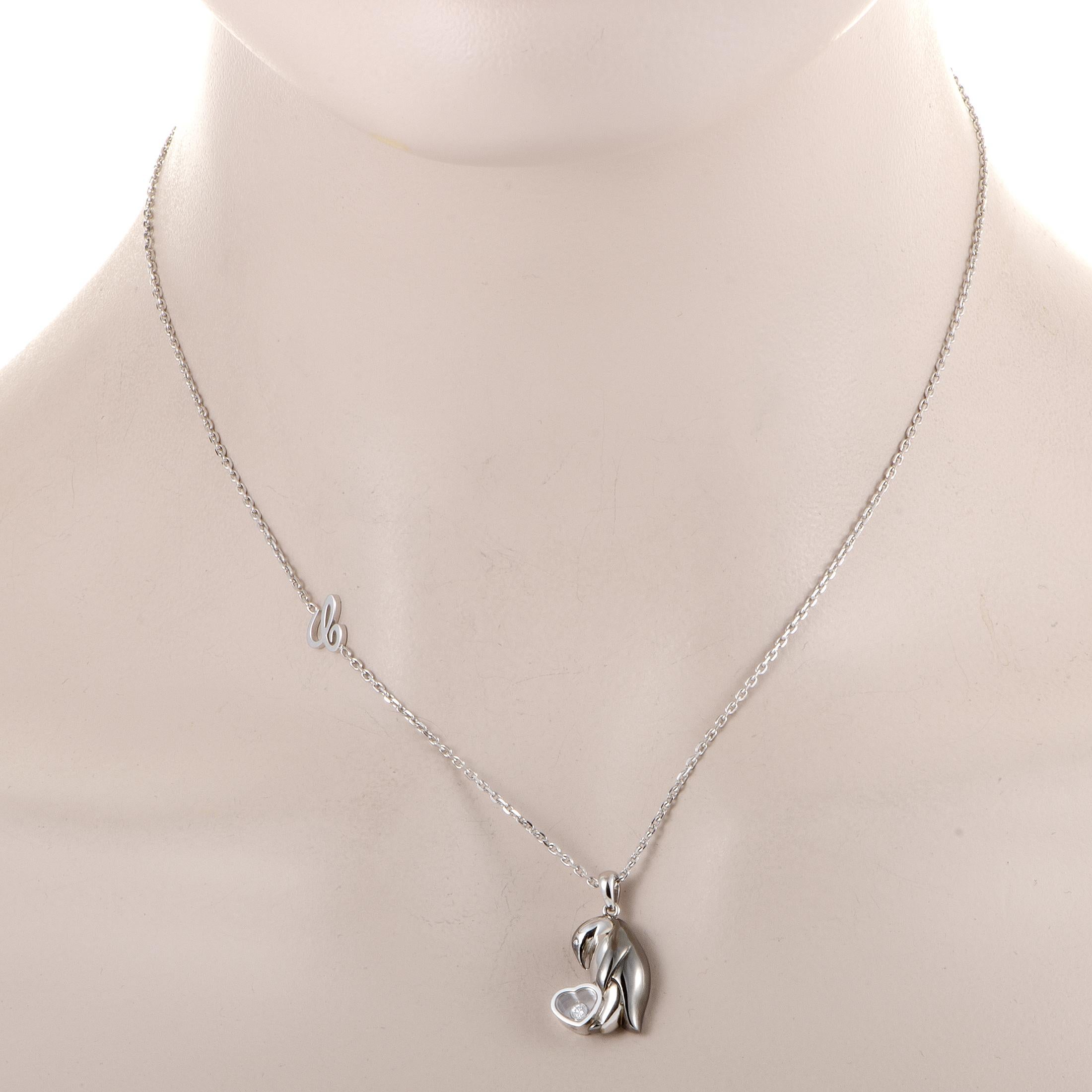 Chopard Animal World 18K White Gold Diamond Penguin Pendant Necklace
