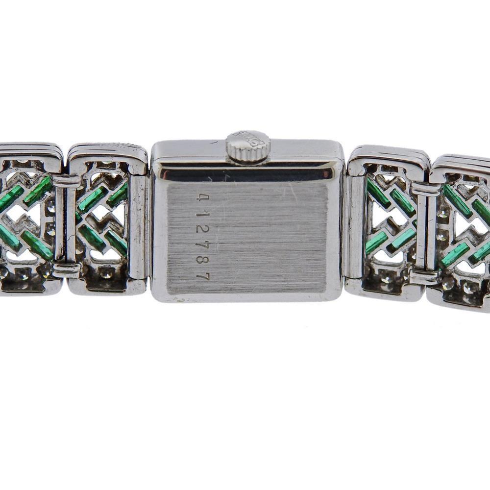 Women's Chopard Art Deco Gold Diamond Emerald Watch