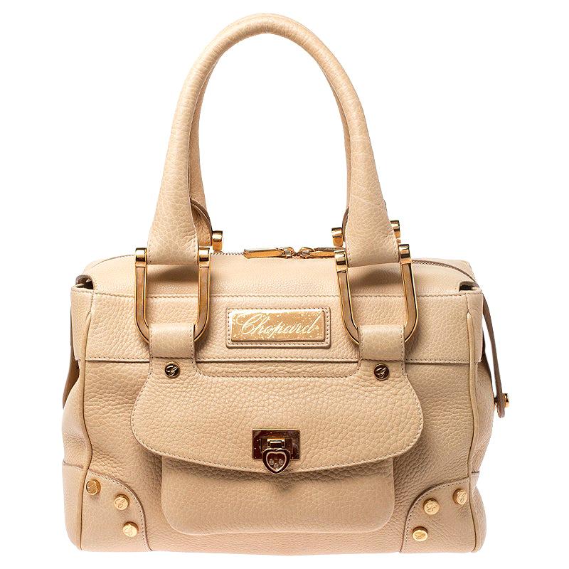 Chopard Beige Leather Caroline Happy Diamond Satchel at 1stDibs