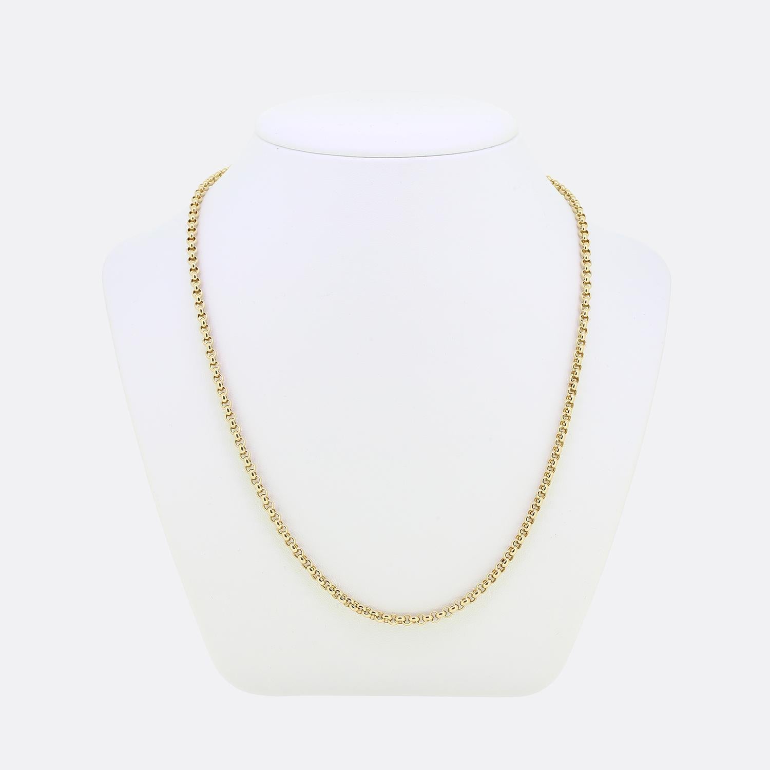 Here we have a classically stylish chain from the world renowned luxury jewellery designer, Chopard. This piece has been crafted from 18ct yellow gold and possesses wide belcher style links. It is a solid 20.0 grams and is perfectly suitable for