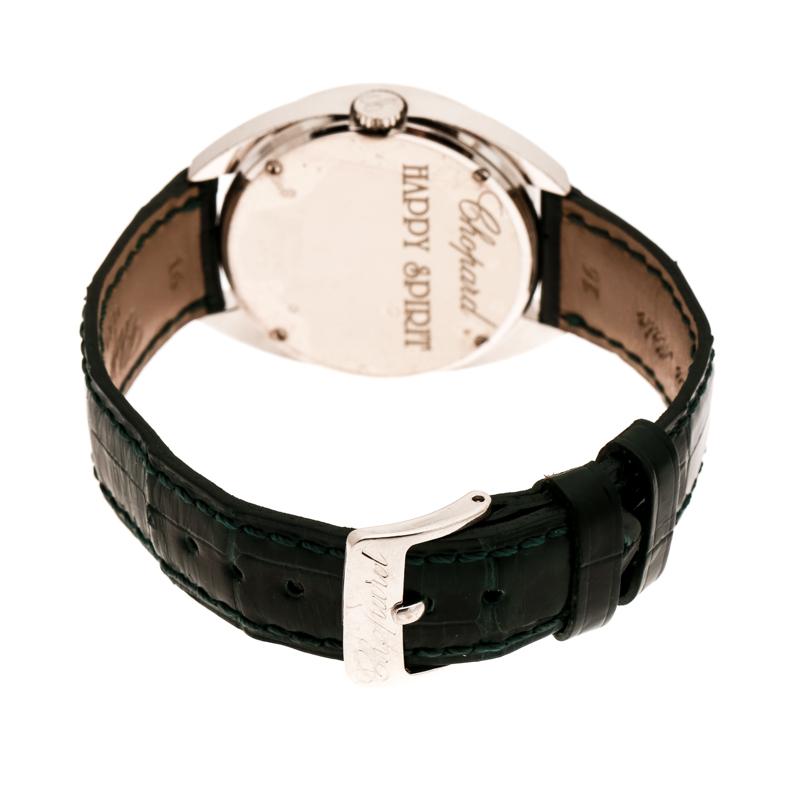 Chopard Black 18K White Gold Diamonds Happy Spirit Women's Wristwatch 32 mm 2