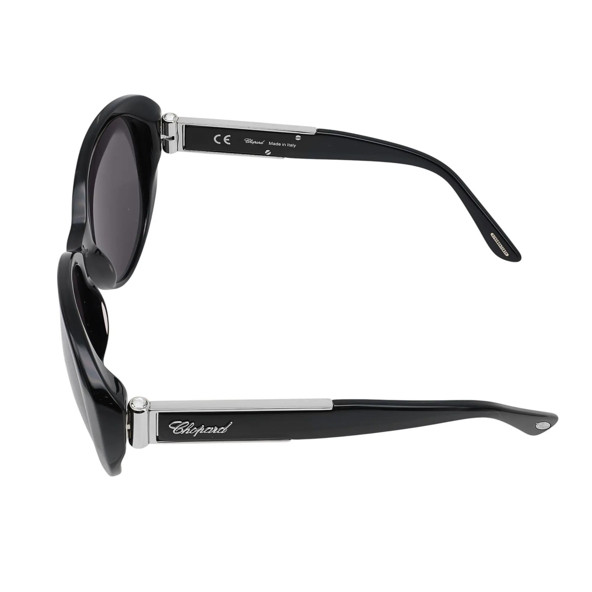 Women's Chopard Black Acetate Black Color Lens Sunglasses 95221-0230 For Sale