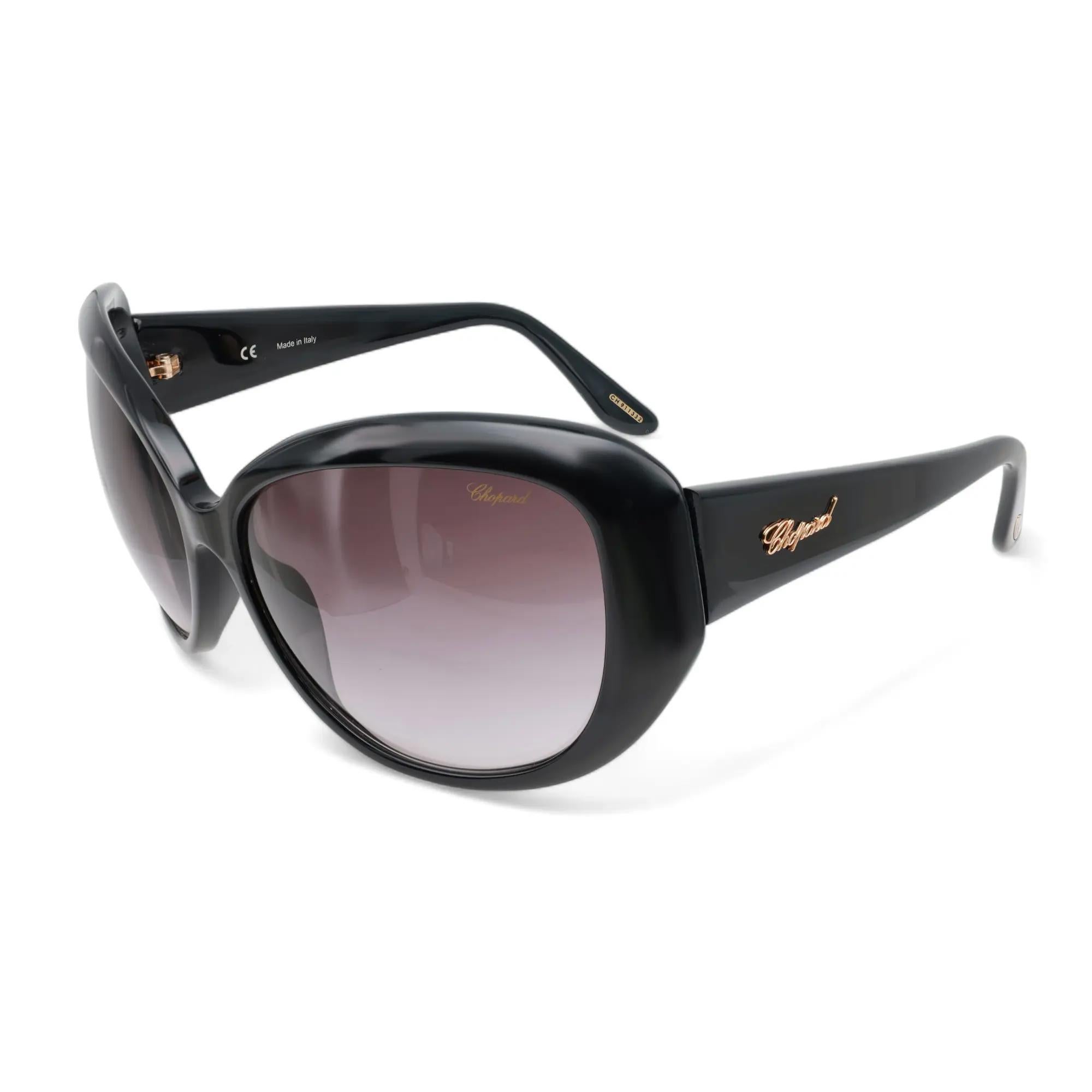 Women's or Men's Chopard Black Acetate Frame Gradient Smoke Lens Sunglasses 95221-0144 For Sale