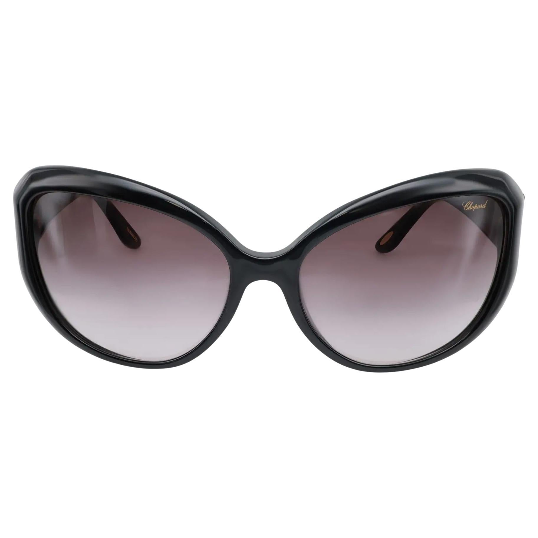 Chopard Black Acetate Frame Gradient Smoke Lens Sunglasses 95221-0144 For Sale