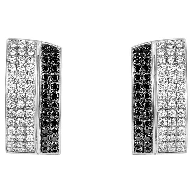 Chopard Black and White Diamond Set Hoop Earrings 844073-1001 For Sale