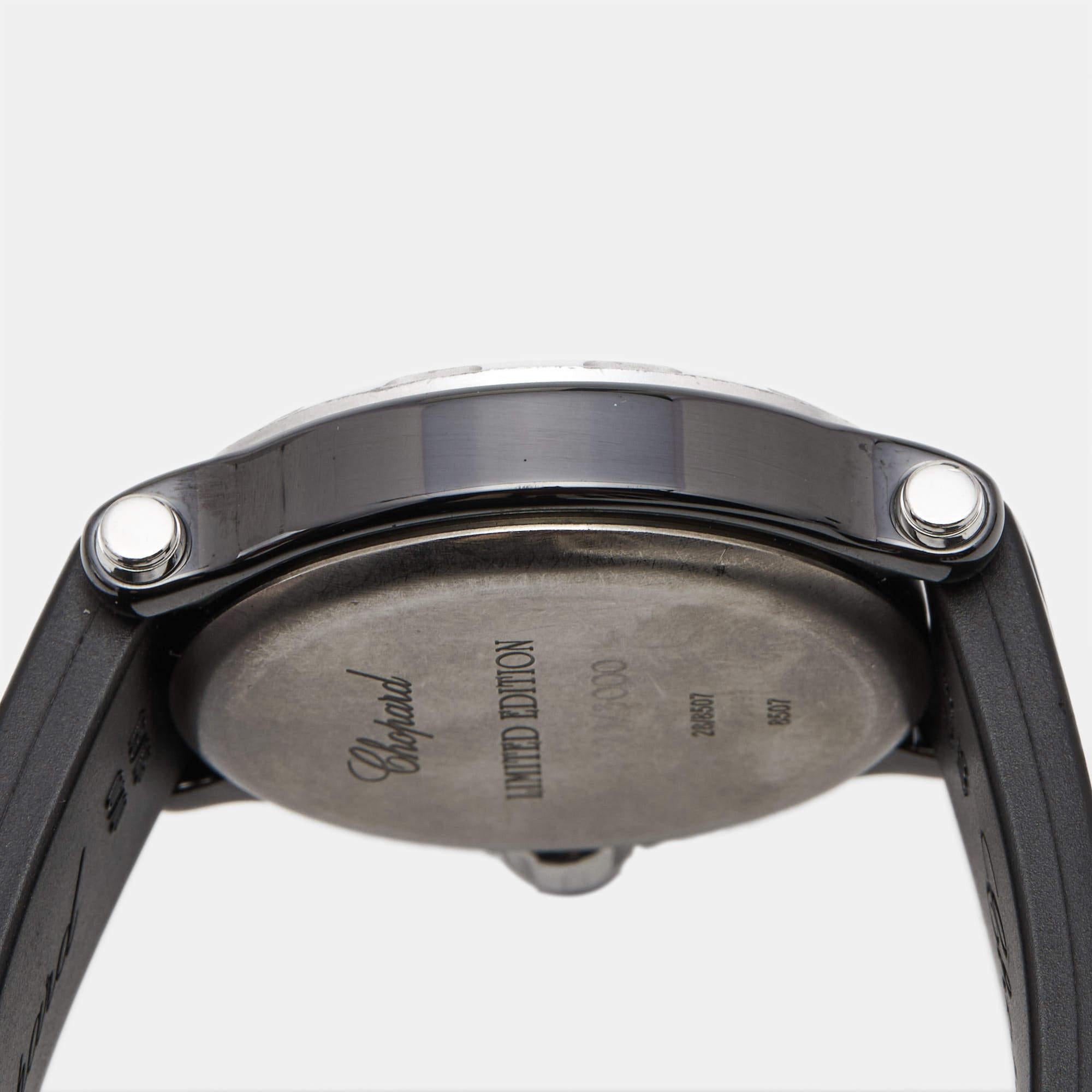 Chopard Black Ceramic Happy Sport 28/8507 Women's Wristwatch 38 mm For Sale 3