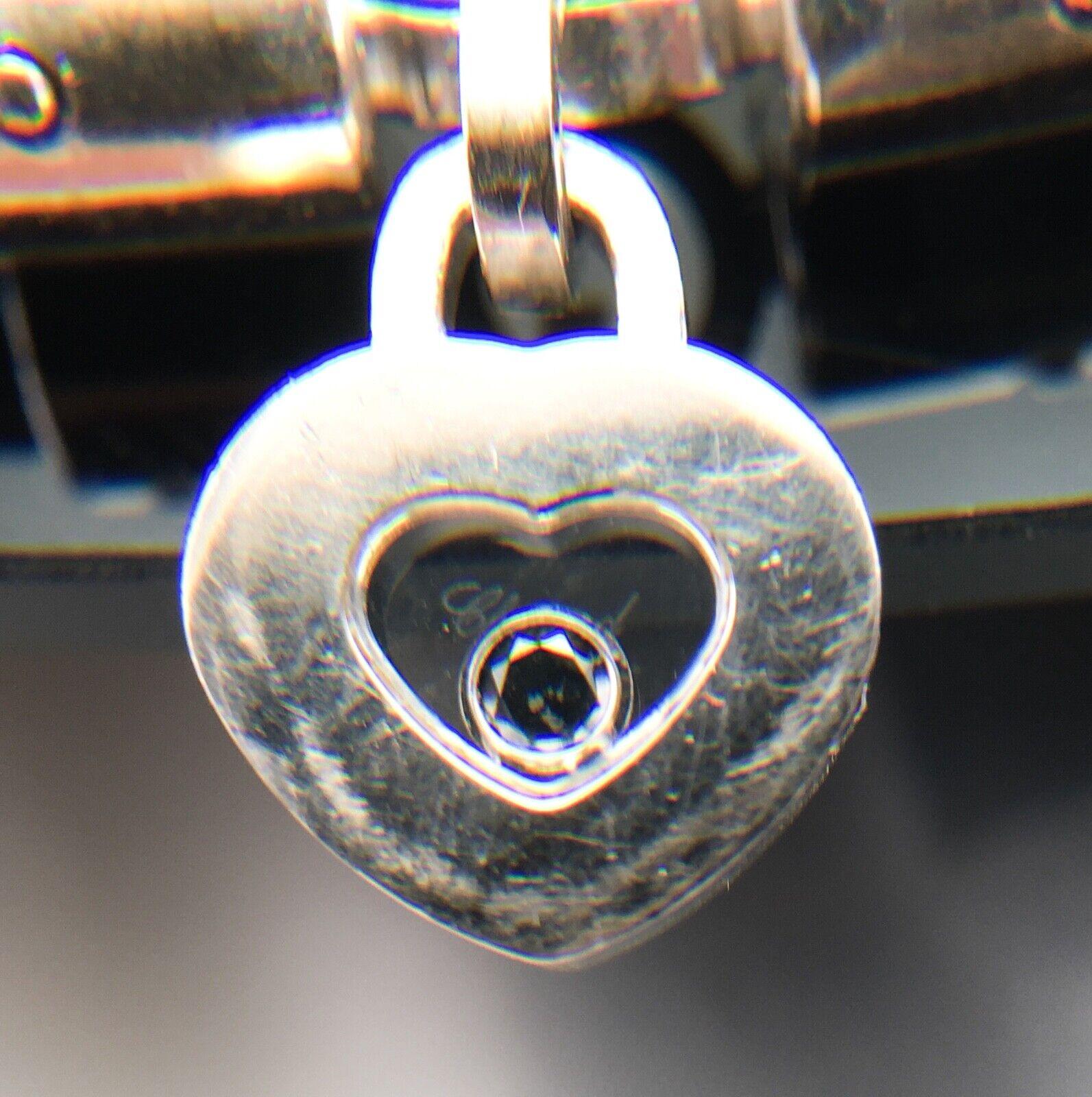 Women's Chopard Black Diamond Heart Necklace Charm 18K White Gold Rubber Cord For Sale