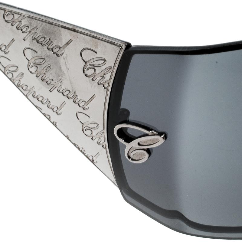 Women's Chopard Black Monogram SCH637 Shield Sunglasses