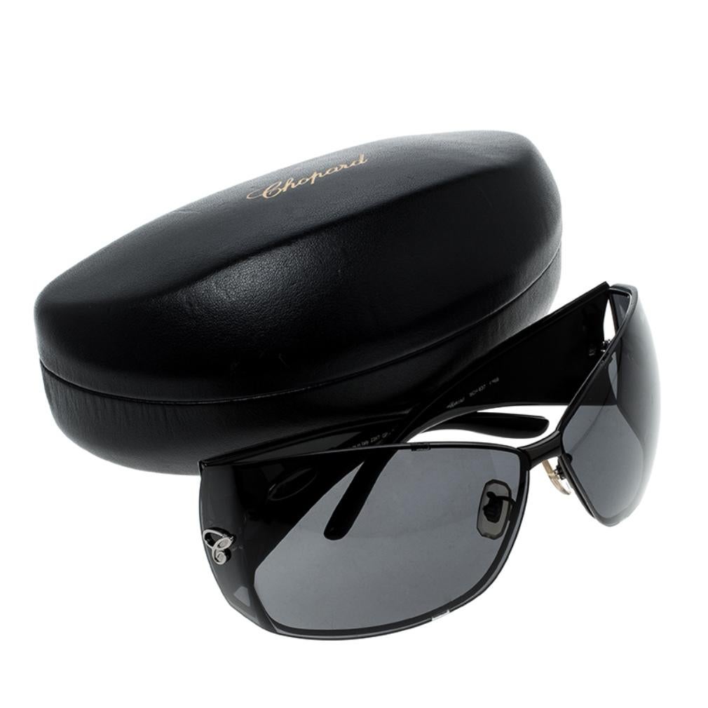 Chopard Black Monogram SCH637 Shield Sunglasses 3