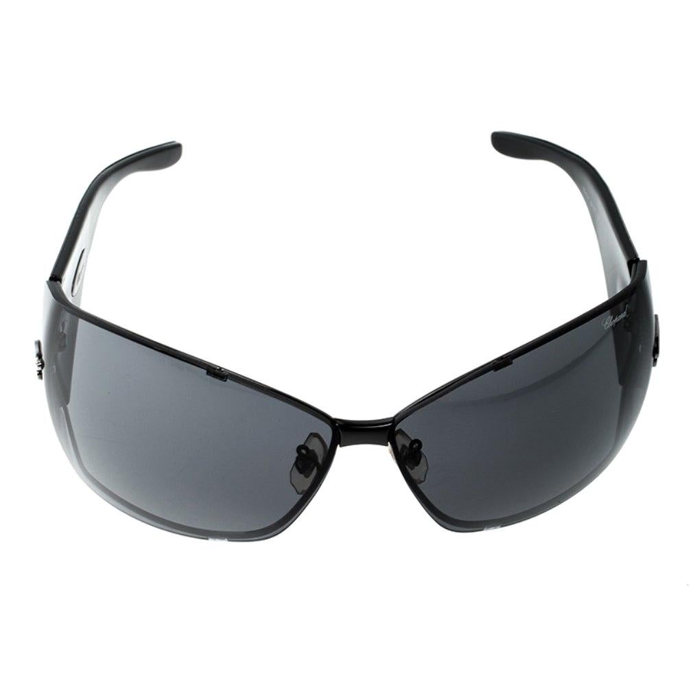 Chopard Black Monogram SCH637 Shield Sunglasses