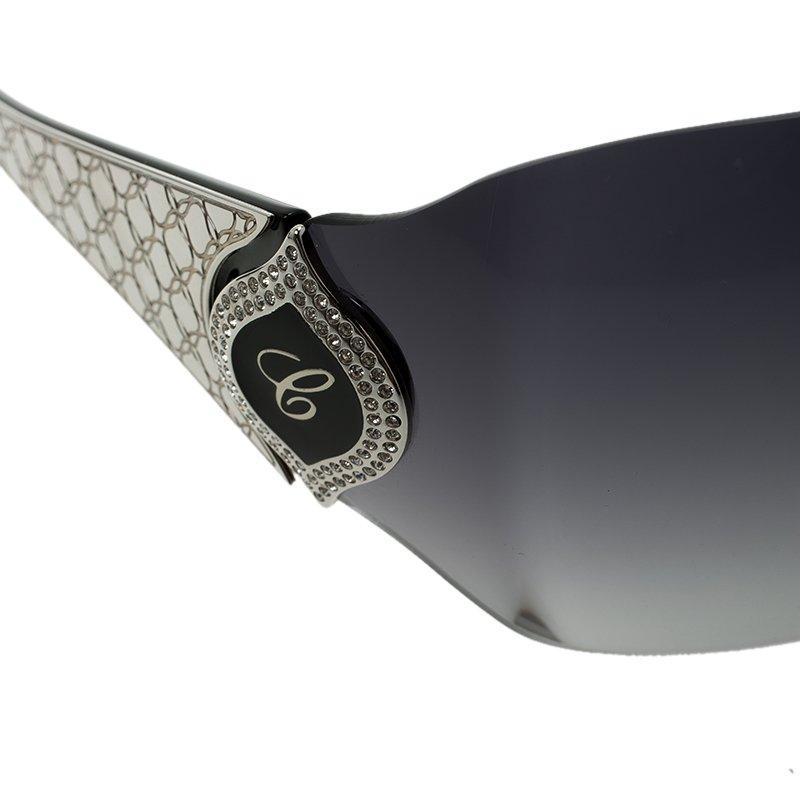 Women's Chopard Black SCH 883S Jewel Embelished Shield Sunglasses