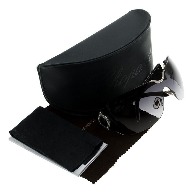 Chopard Black SCH 883S Jewel Embelished Shield Sunglasses 3