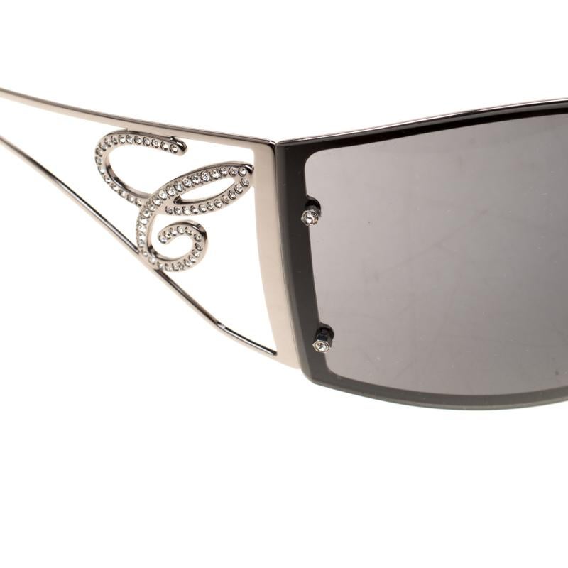 Chopard Black SCH586S Embellished Shield Sunglasses 2